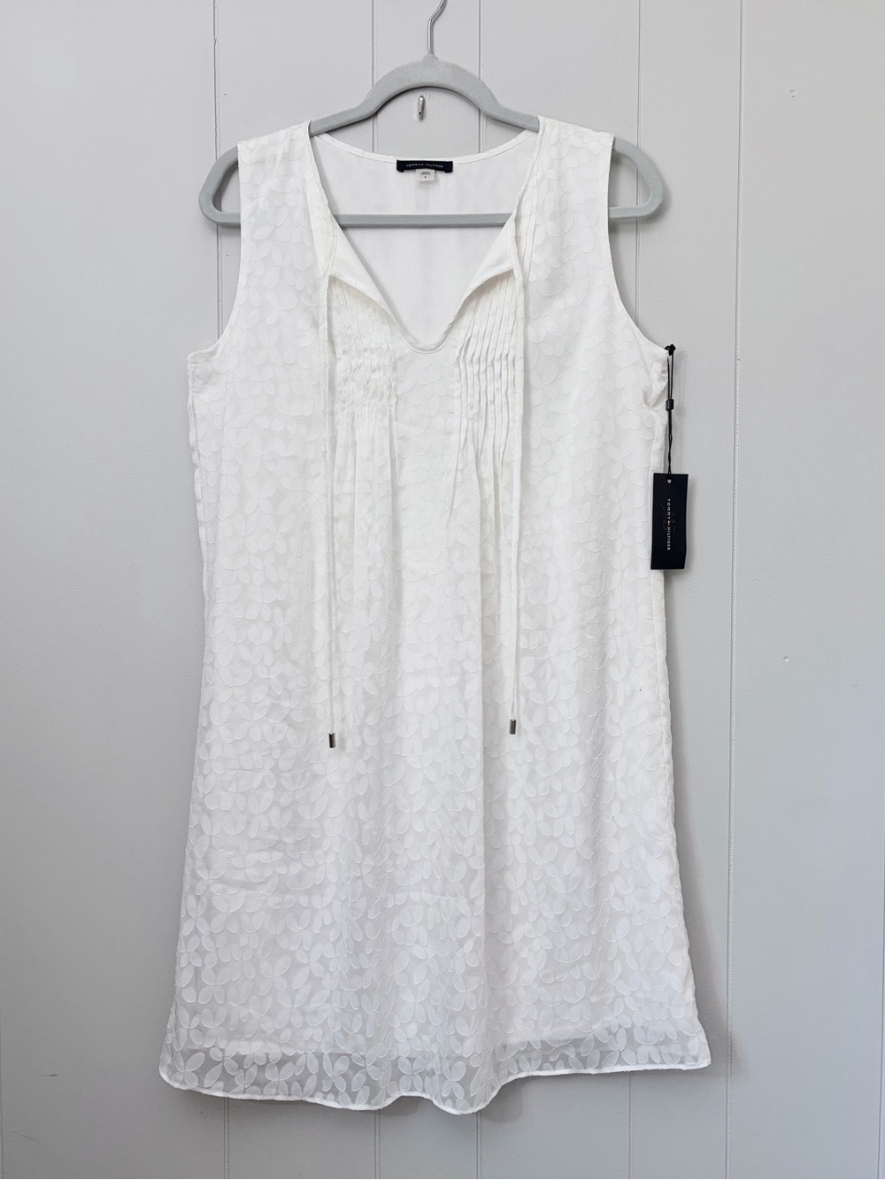 NWT Tommy Hilfiger White Floral Lace Tank Dress Semi Sheer Lined Size 6